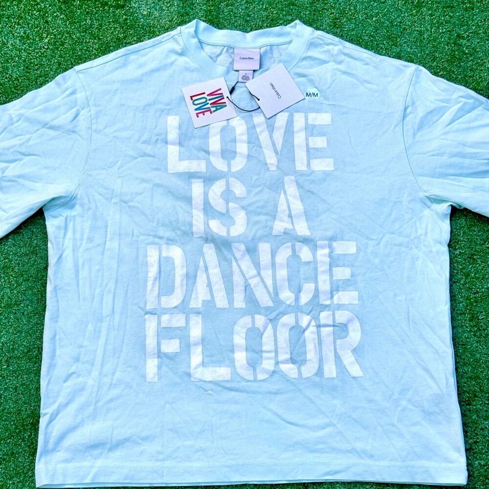 VIVA LOVE Calvin Klein T Shirt Love Is A Dance Floor Shirt Tropic Aqua Tee